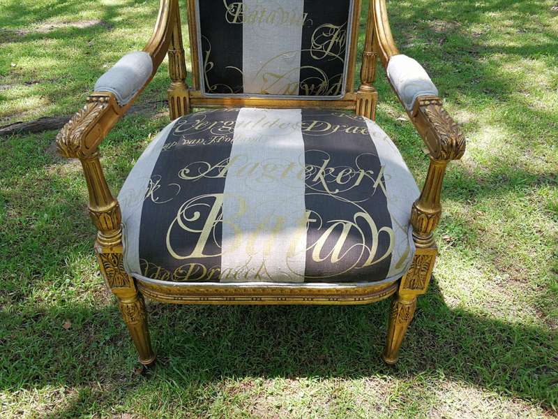 Pair French Style Gilded Arm Chairs