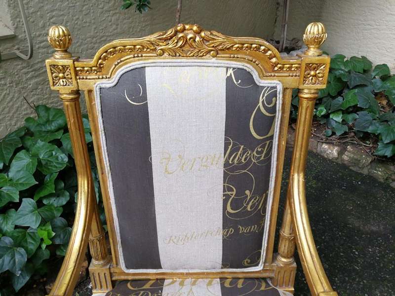 Pair French Style Gilded Arm Chairs