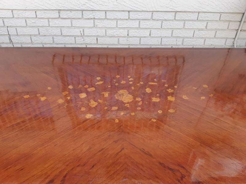 A Mid 20th Century French Mahogany Dining Table with Inlay and Brass Ormolu Mounts (8 Seater)