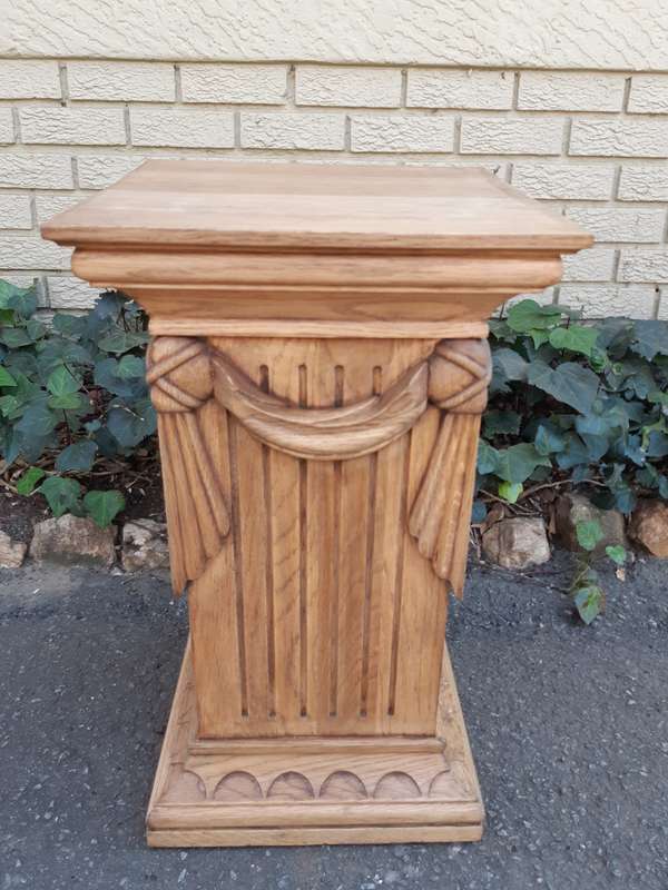 Pair Of Ornately Carved Oak Pedestals