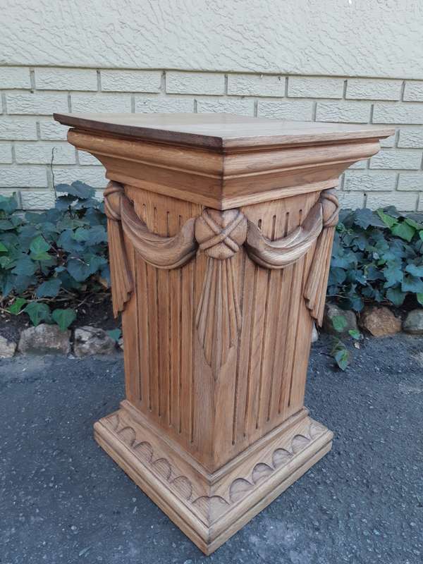 Pair Of Ornately Carved Oak Pedestals