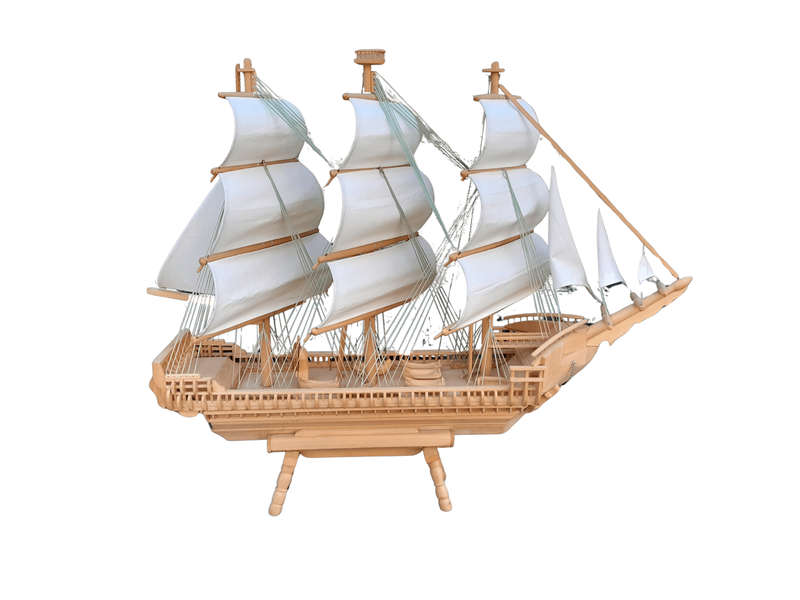 A 20th Century Hand Carved Wooden Model Ship of Large Proportions