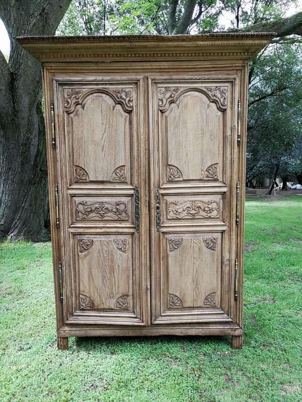 A 19th Century French Oak Armoire In A Bleached / Natural Wood Finish