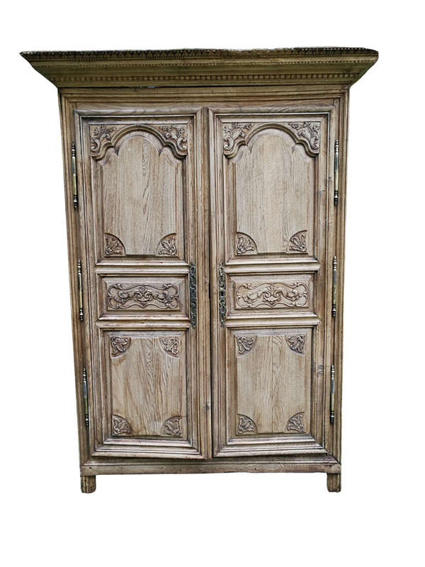 A 19th Century French Oak Armoire In A Bleached / Natural Wood Finish