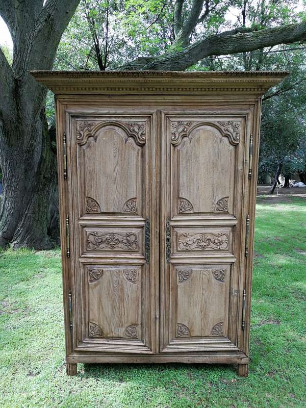 A 19th Century French Oak Armoire In A Bleached / Natural Wood Finish