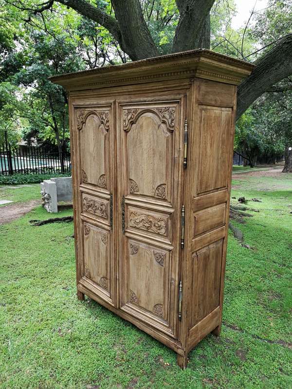 A 19th Century French Oak Armoire In A Bleached / Natural Wood Finish