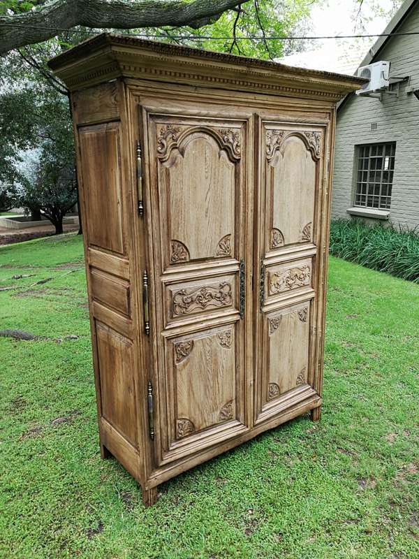 A 19th Century French Oak Armoire In A Bleached / Natural Wood Finish