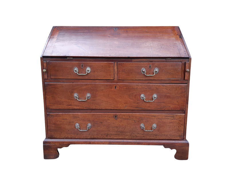 A George lll Mahogany Bureau with Gilt-Tooled Leather Writing Surface