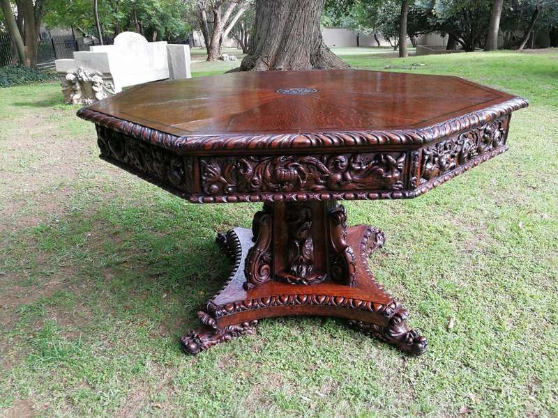 Flemish Octagonal Renaissance Table  Circa 1860
