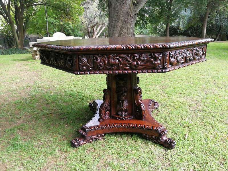 Flemish Octagonal Renaissance Table  Circa 1860