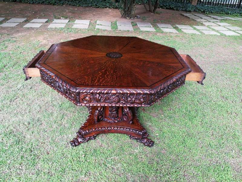 Flemish Octagonal Renaissance Table  Circa 1860