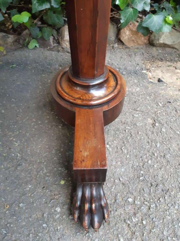 William IV rosewood library table, with two graduating drawers