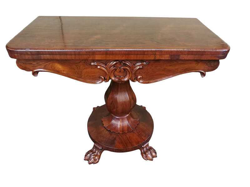 William IV Rosewood Fold Over Card Table