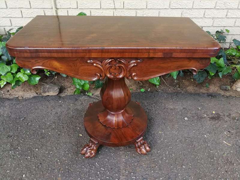 William IV Rosewood Fold Over Card Table