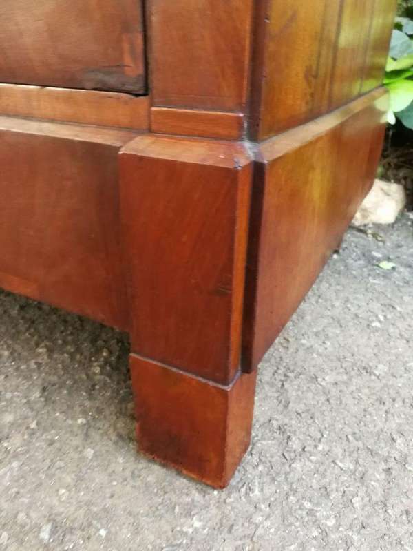 Rare Original French Empire Walnut Commode With Fossil Marble Top And Gilt Bronze Mountings, Orig...