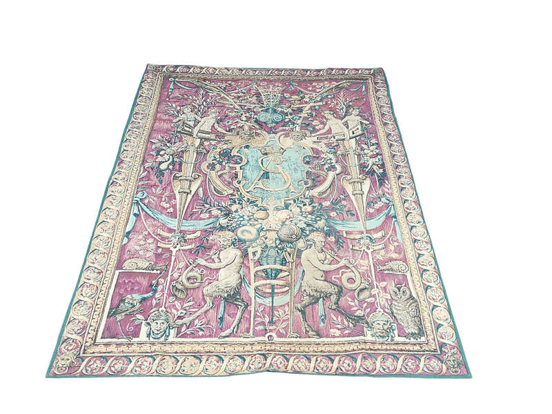 French Aubusson Style Wall Hanging Tapestry With Back Cover