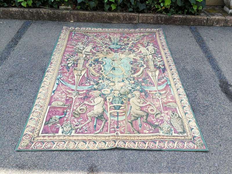 French Aubusson Style Wall Hanging Tapestry With Back Cover