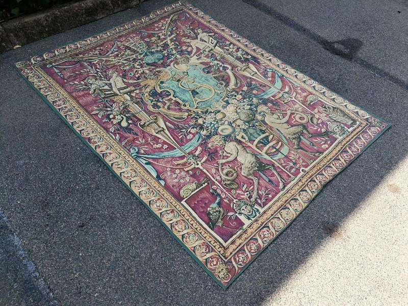 French Aubusson Style Wall Hanging Tapestry With Back Cover