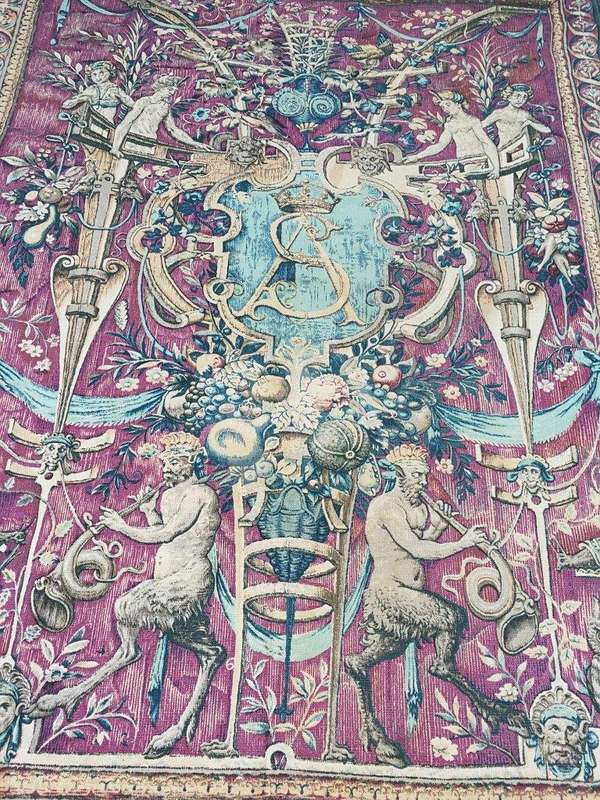 French Aubusson Style Wall Hanging Tapestry With Back Cover