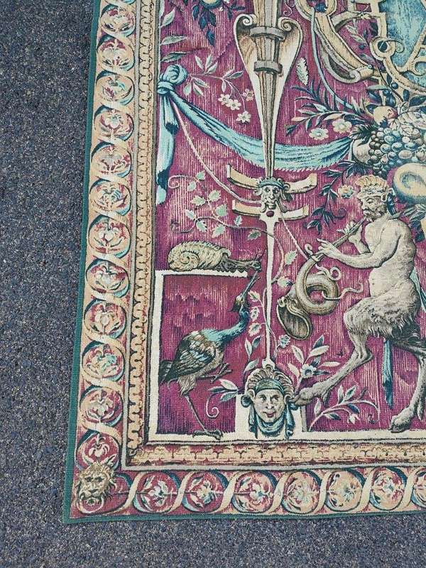 French Aubusson Style Wall Hanging Tapestry With Back Cover