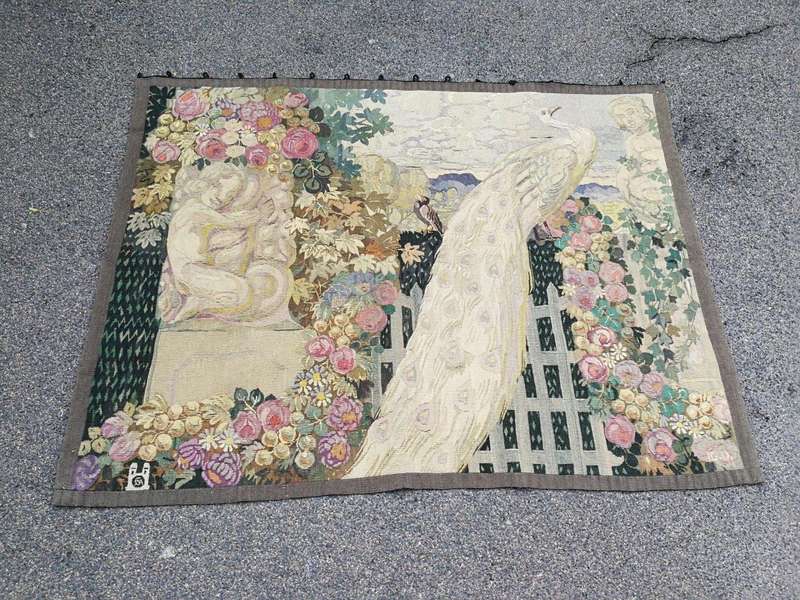 Antique French Aubusson Verdure Tapestry (Garden Scene)