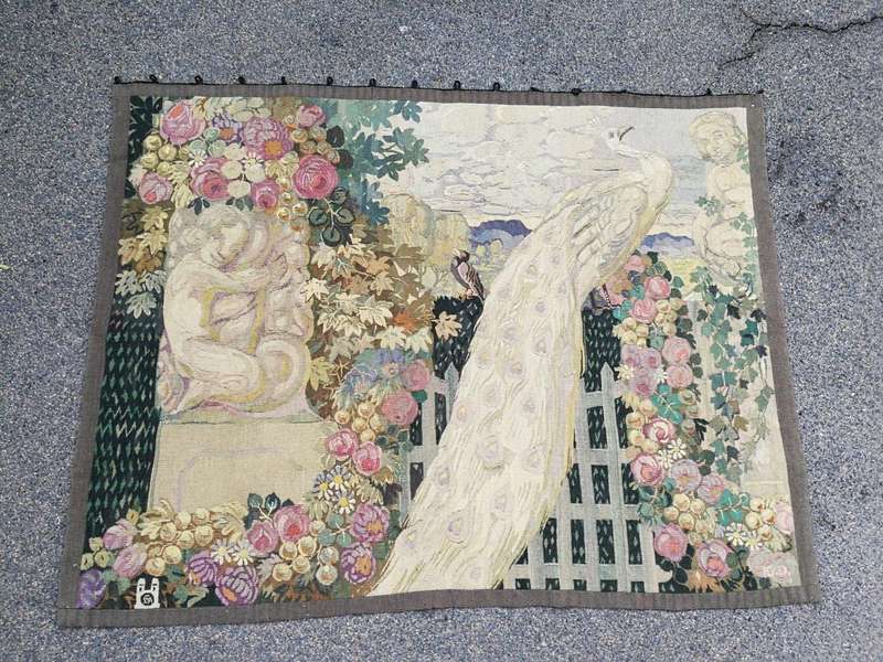 Antique French Aubusson Verdure Tapestry (Garden Scene)