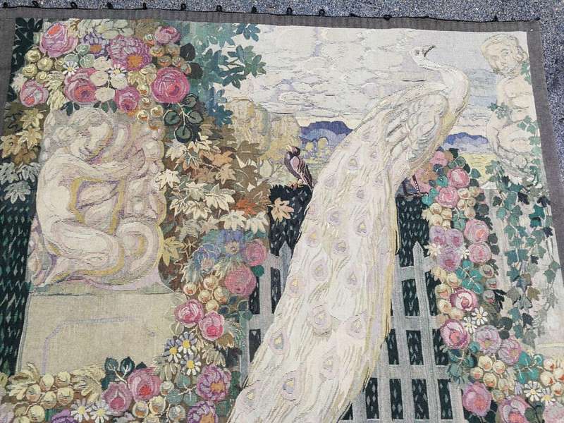 Antique French Aubusson Verdure Tapestry (Garden Scene)