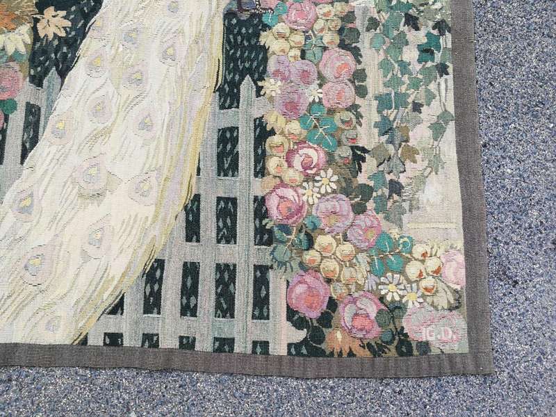 Antique French Aubusson Verdure Tapestry (Garden Scene)
