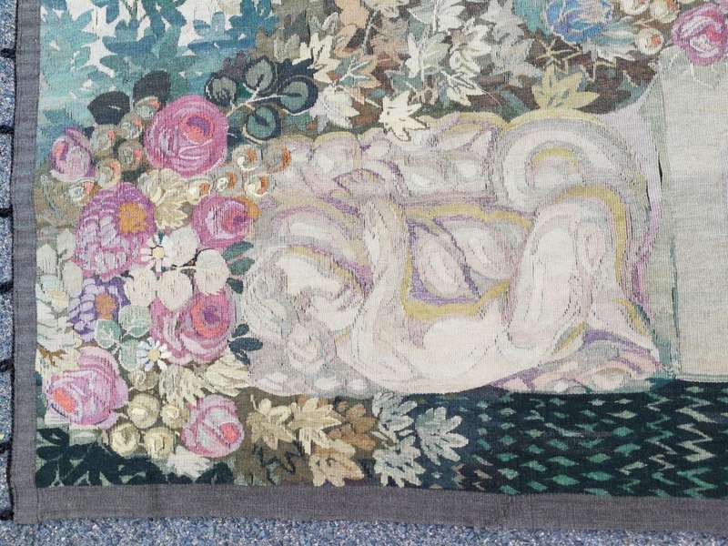 Antique French Aubusson Verdure Tapestry (Garden Scene)