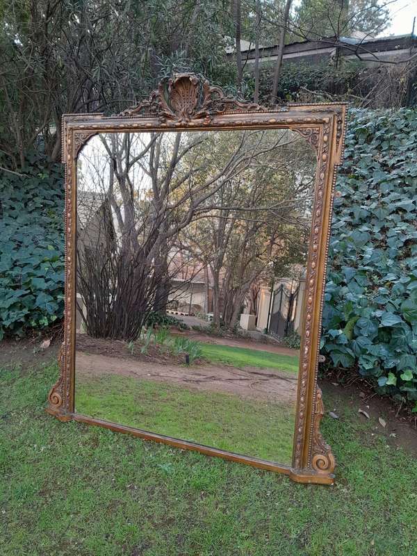 Rare Victorian Gilt Wooden Carved Large Mirror