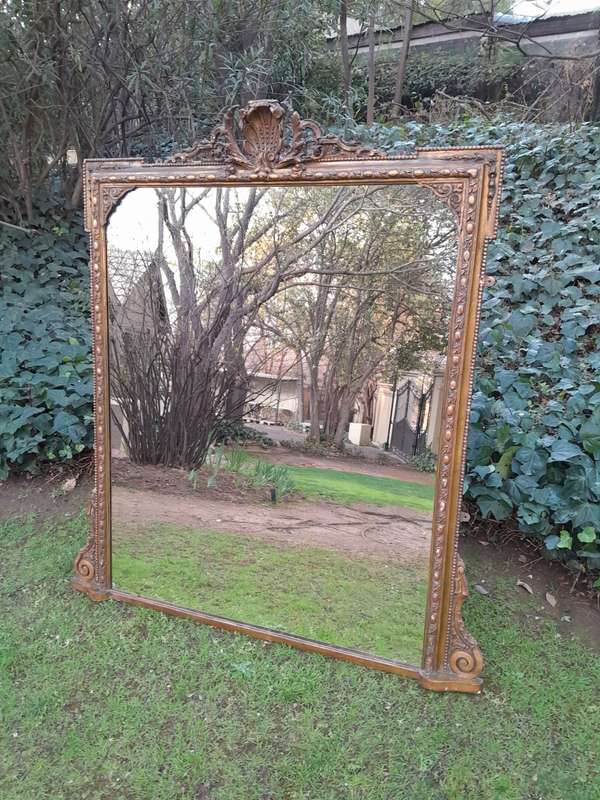 Rare Victorian Gilt Wooden Carved Large Mirror
