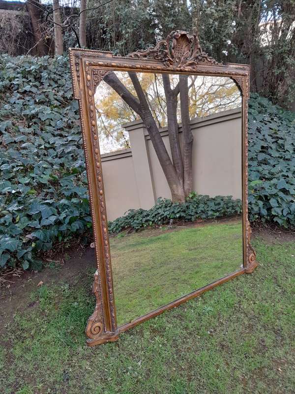 Rare Victorian Gilt Wooden Carved Large Mirror