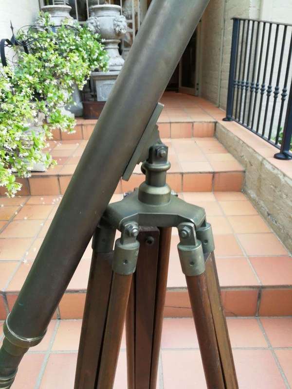 Brass Telescope On Wooden Tripod