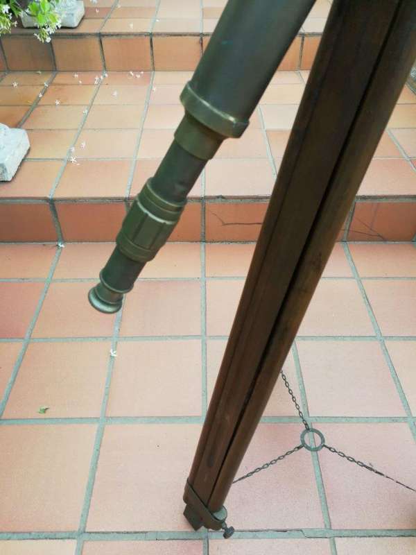 Brass Telescope On Wooden Tripod