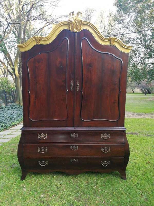18th Century And Rare Dutch Oak Armoire. Original Hardware