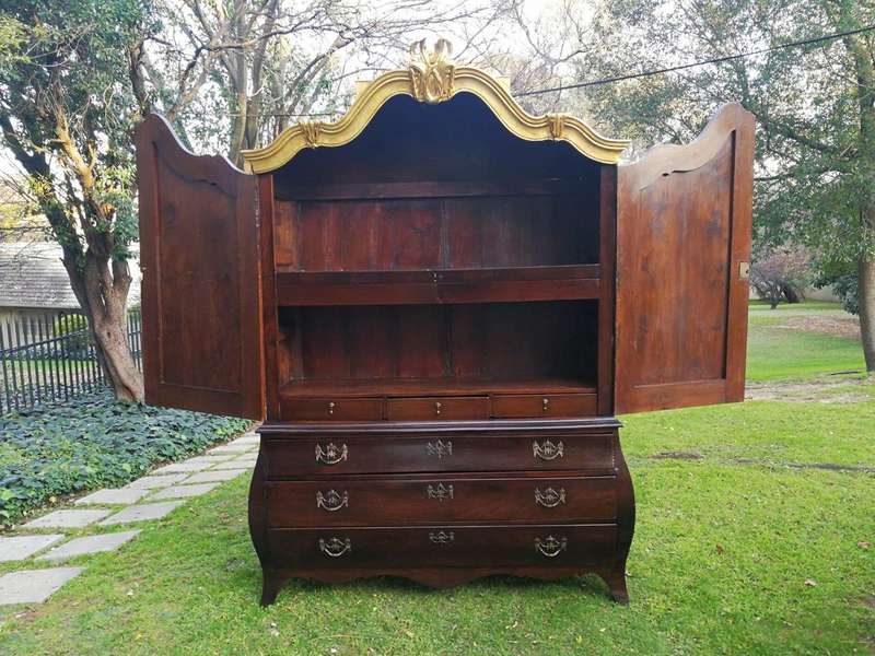 18th Century And Rare Dutch Oak Armoire. Original Hardware