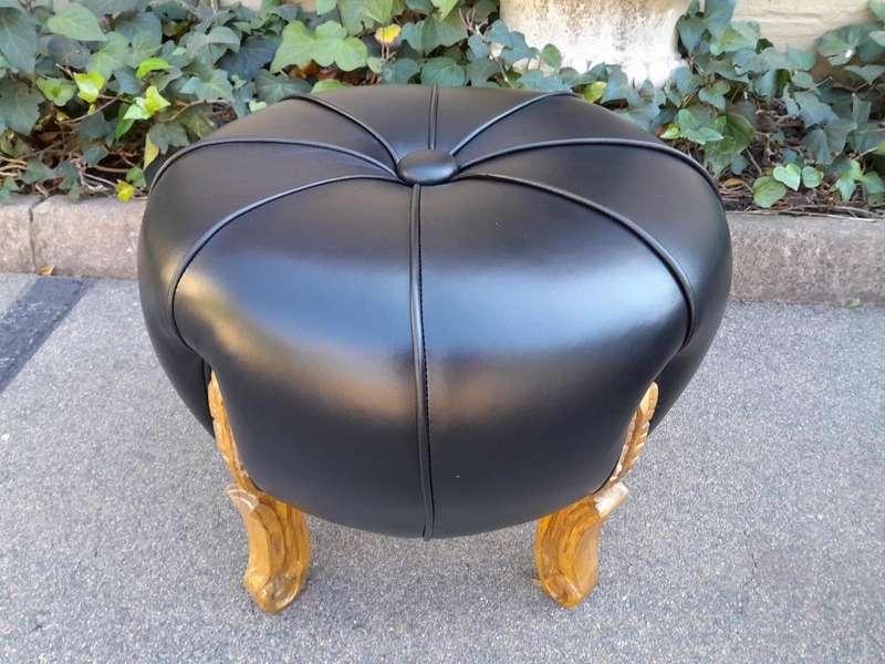 A Pair Of French Style Hand-Gilded With 22-Karat Goldleaf Tuffets  /  Ottomans