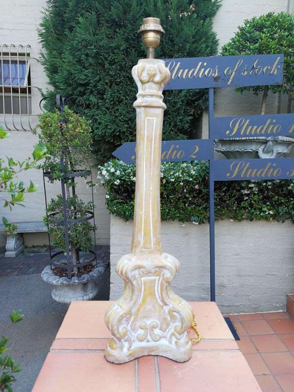 A Pair Of Painted Table Lamps And Shades