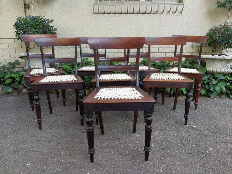 19th Century Regency Set Of 8 Stinkwood Riempie Chairs