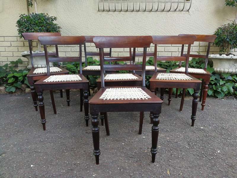 19th Century Regency Set Of 8 Stinkwood Riempie Chairs