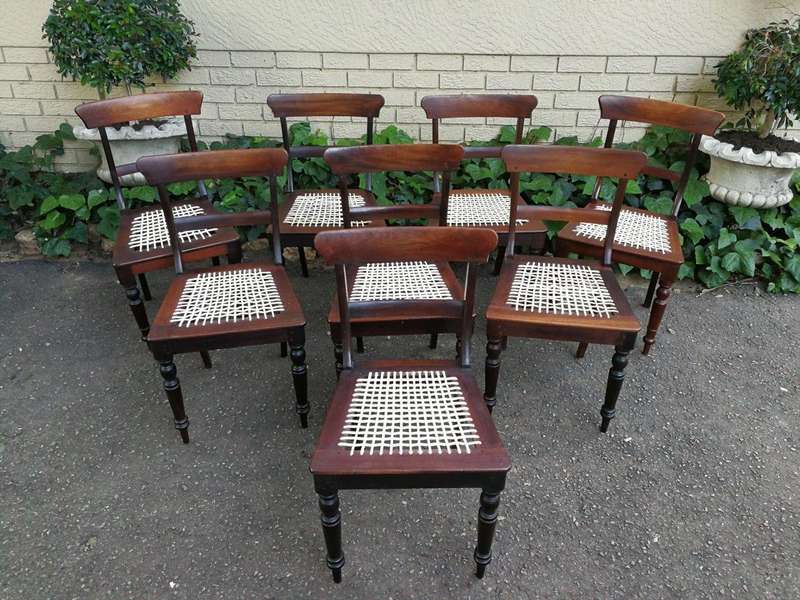 19th Century Regency Set Of 8 Stinkwood Riempie Chairs