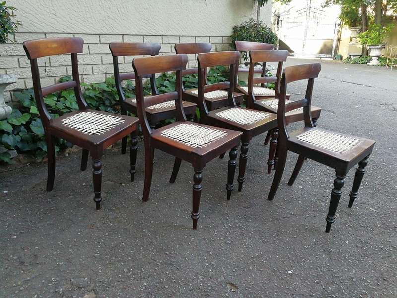 19th Century Regency Set Of 8 Stinkwood Riempie Chairs