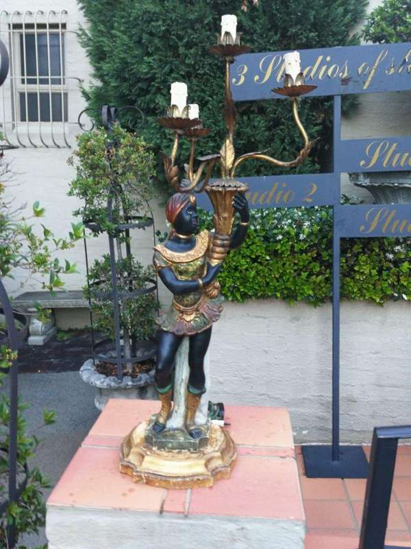 A Pair Of Italian Carved Wood Blackamoor Table Lamps