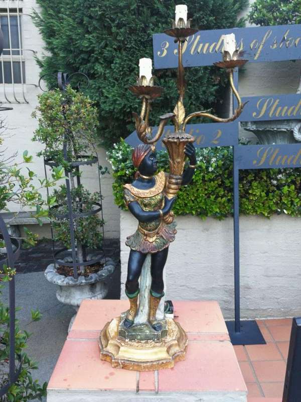 A Pair Of Italian Carved Wood Blackamoor Table Lamps