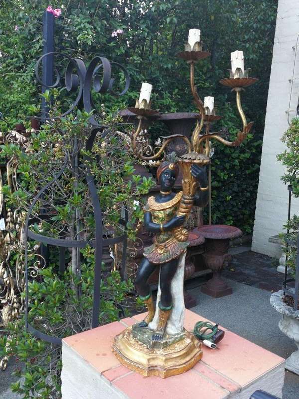 A Pair Of Italian Carved Wood Blackamoor Table Lamps
