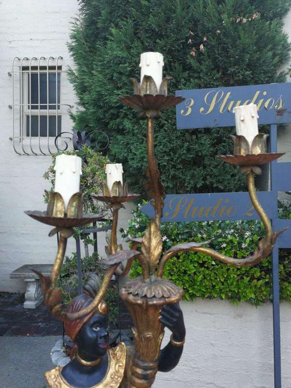 A Pair Of Italian Carved Wood Blackamoor Table Lamps