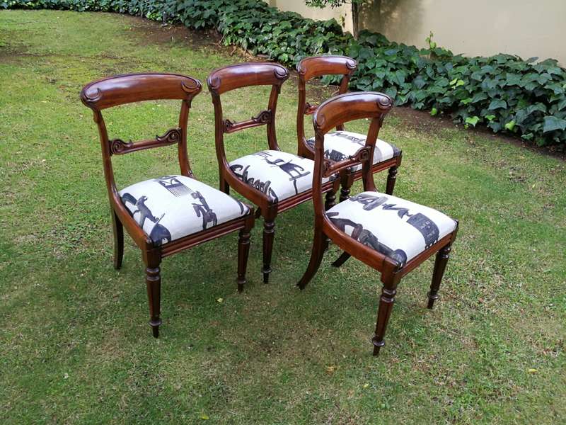 A Set Of Four (4) Rare William Iv Rosewood Dining Chairs (British Antique Dealer Association Stamp)