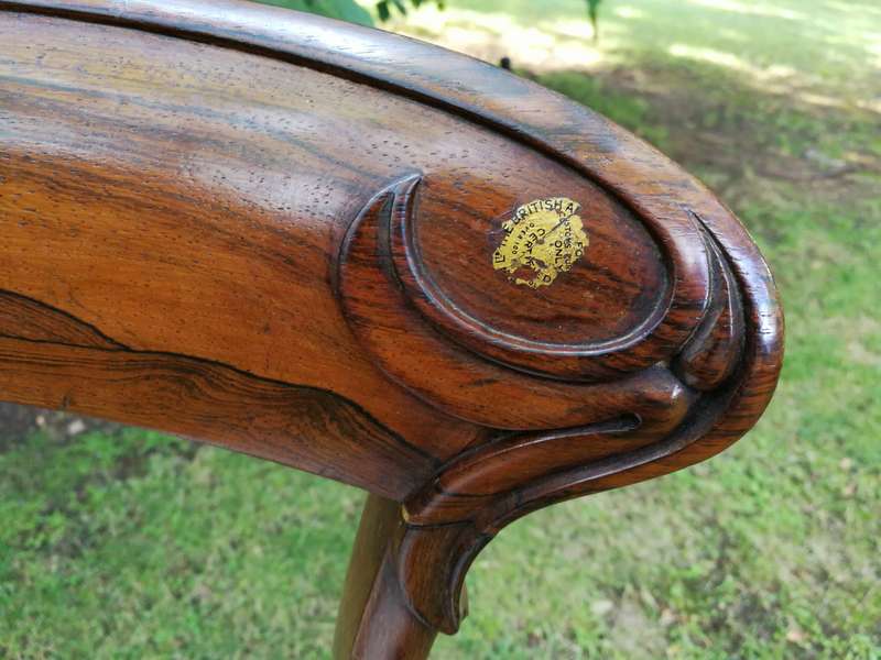 A Set Of Four (4) Rare William Iv Rosewood Dining Chairs (British Antique Dealer Association Stamp)