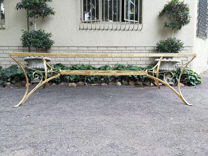 A Custom-Made Wrought Iron Table Hand Gilded with Gold Leaf with Bevelled Glass Top (10 Seater)