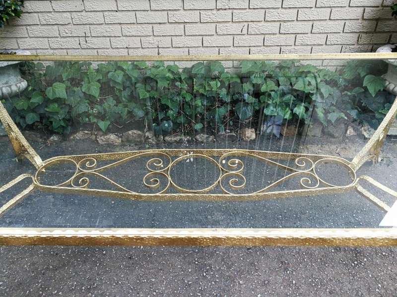 A Custom-Made Wrought Iron Table Hand Gilded with Gold Leaf with Bevelled Glass Top (10 Seater)